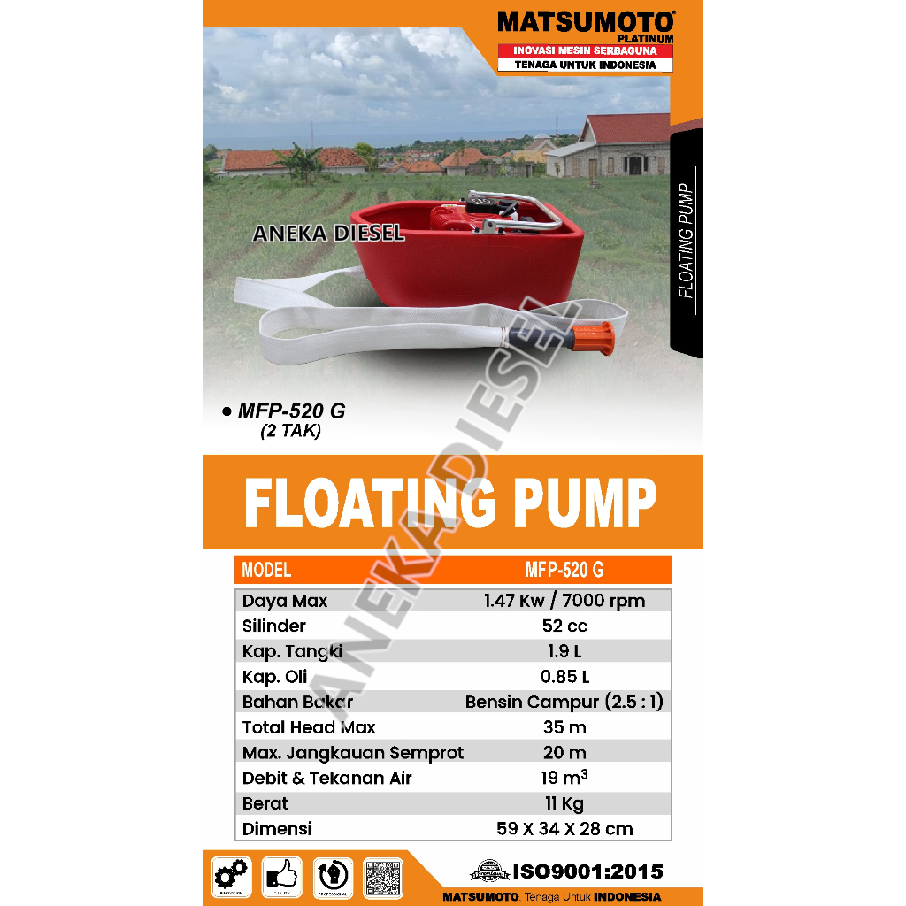 Mesin Floating Pump MATSUMOTO MFP 520 G Mesin Pompa Air Apung MFP 520 G MATSUMOTO Pompa Apung