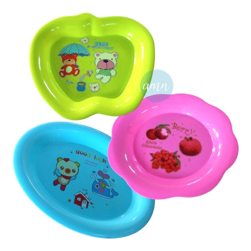 12 pcs Piring Plastik Kecil Lucky Star / Piring Karakter/ Piring Kue / Lepek Plastik Karakter