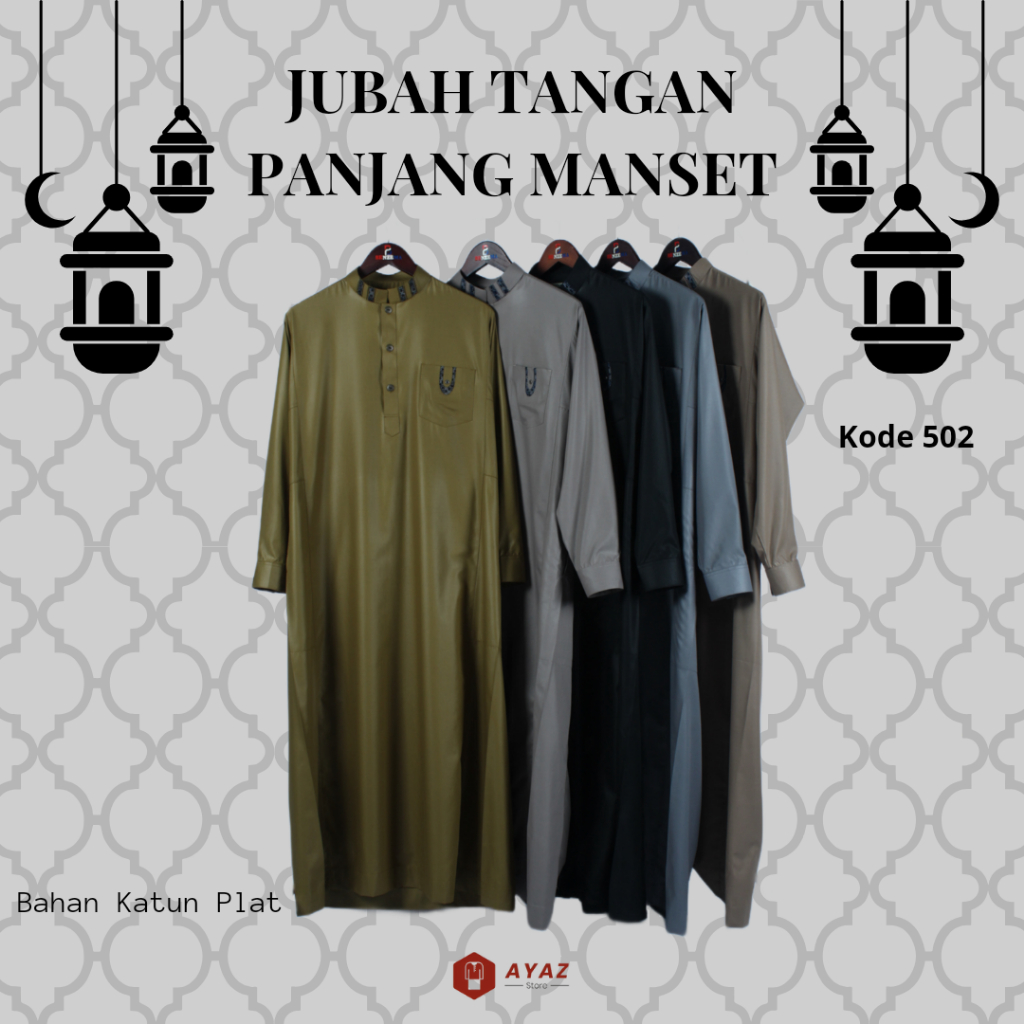 502 Jubah Gamis Pria Lengan Panjang / Gamis Benzema Muslim Fashion / Original Benzema / Jubah Warna 