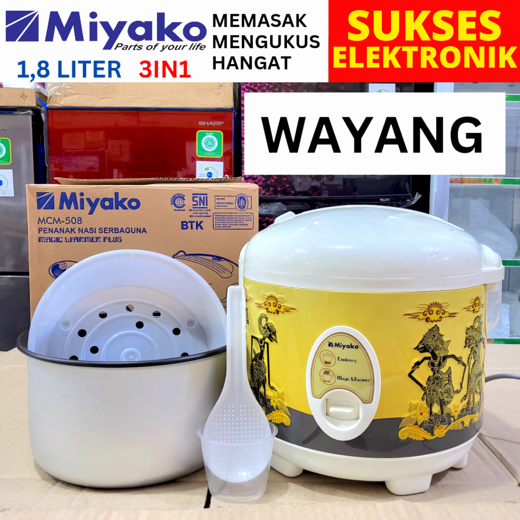RICE COOKER WAYANG MIYAKO 1,8 LITER / MAGICOM MEJIKOM MIYAKO MCM-508 WYG 2 LITER