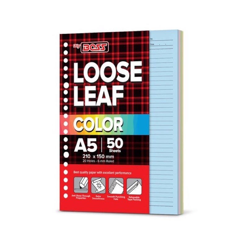 

LOOSE LEAF / REFILL BINDER A5 50 RAINBOW BIG BOSS