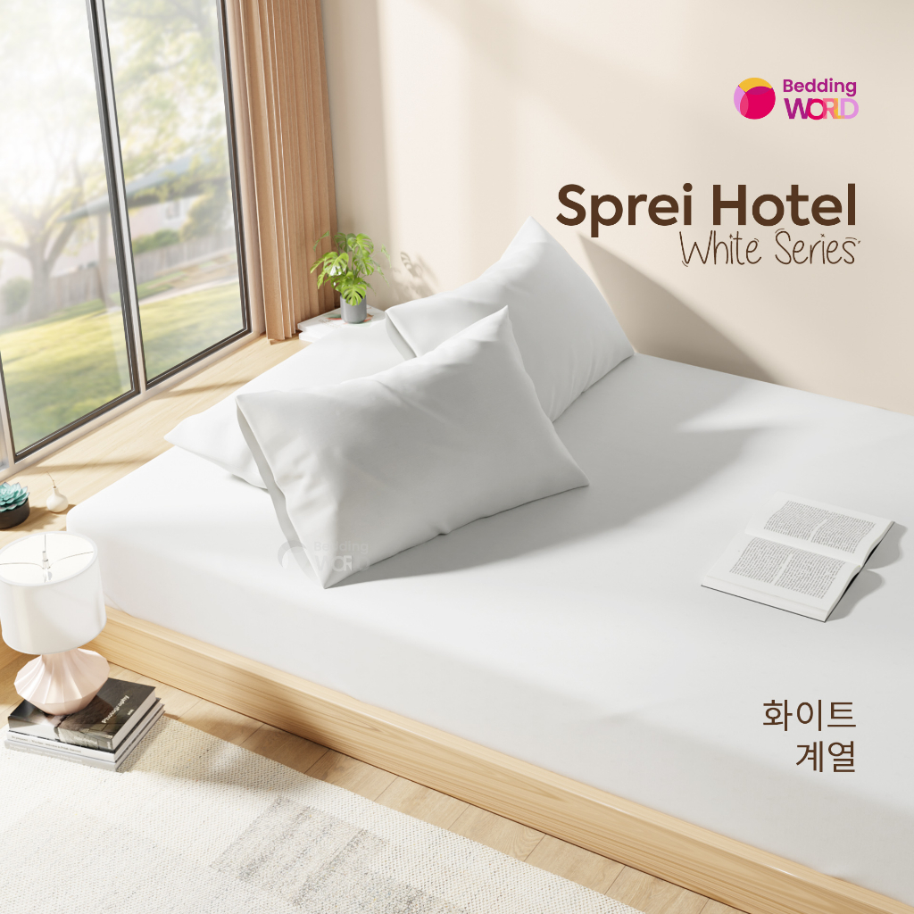 Sprei Set Putih Hotel Katun lembut adem / Sprei polos / Sprei Katun Polos / Sprei 120x200 160x200 18