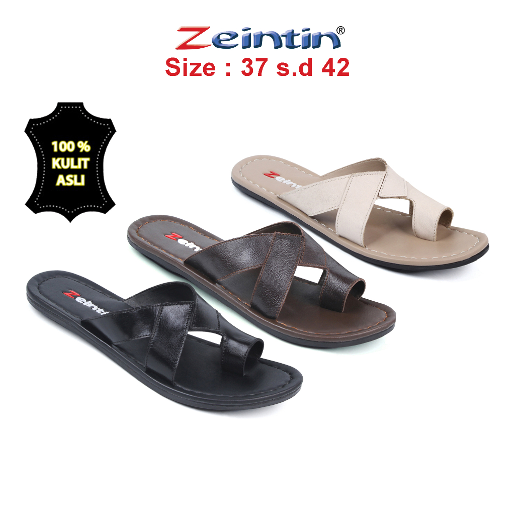 Zeintin - Sandal Wanita kulit Asli  Slip On Sandal Kasual Murah Zeintin KK