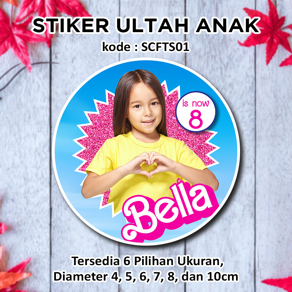 STIKER ULANG TAHUN ANAK BARBIE BIRTHDAY STICKER LABEL BINGKISAN SOUVENIR KEMASAN KOTAK NASI BOX KUE 