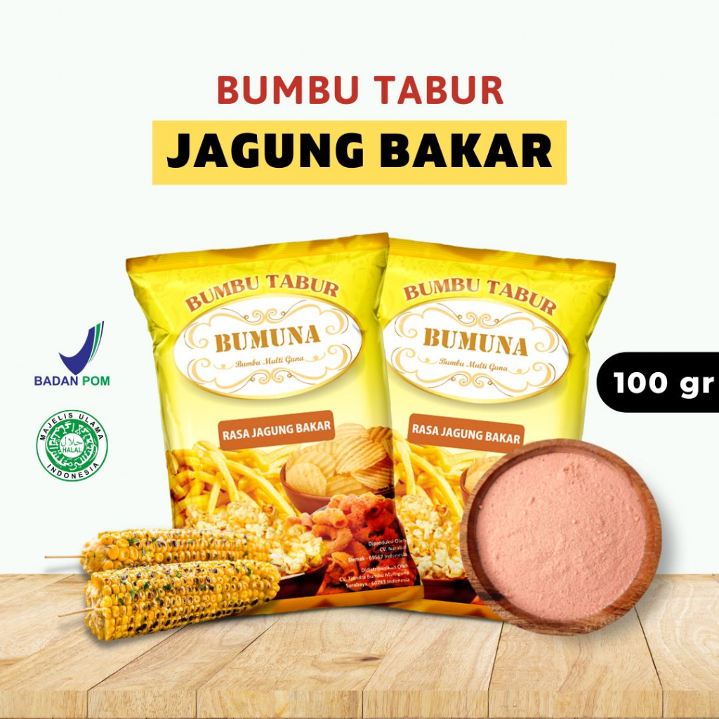 

Bumbu Tabur Jagung Bakar 100 Gram Bumuna / Seasoning Powder / Serbuk Tabur / Bumbu Tabur Cemilan Keripik Kentang Makroni Mie Lidi