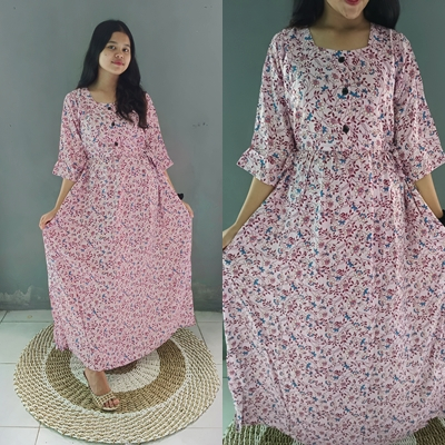 DRESS MOTIF SAKURA RNY PANJANG | DRESS MOTIF SAKURA | DRESS KOREA | DRESS KEKINIAN