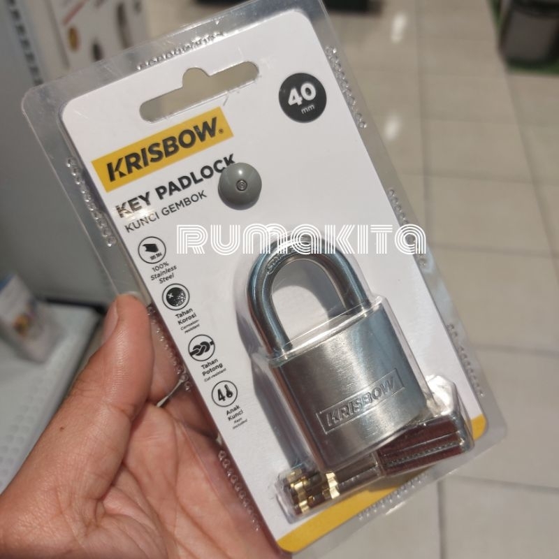 Krisbow gembok stainless steel anti karat pendek 4 cm