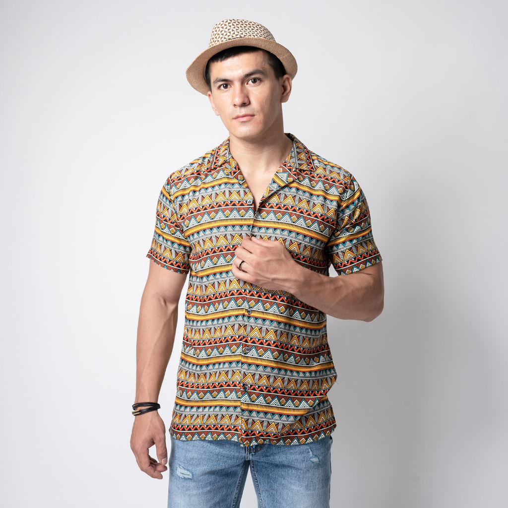 VENGOZ Atasan Kemeja Pria Hawai Printing Slim Fit - Arion Casual Shirt SS