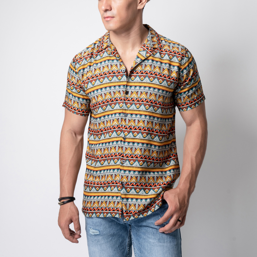 VENGOZ Atasan Kemeja Pria Hawai Printing Slim Fit - Arion Casual Shirt SS