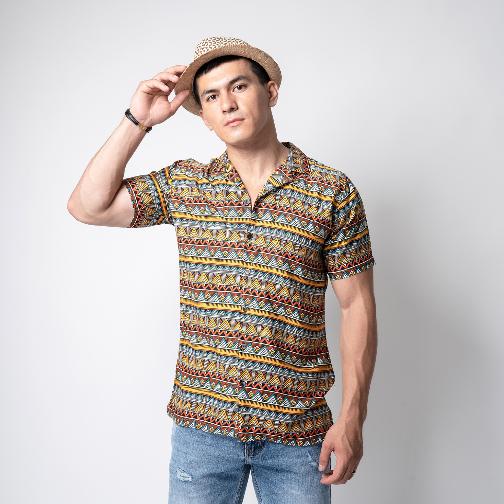 VENGOZ Atasan Kemeja Pria Hawai Printing Slim Fit - Arion Casual Shirt SS