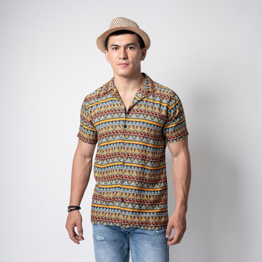 VENGOZ Atasan Kemeja Pria Hawai Printing Slim Fit - Arion Casual Shirt SS