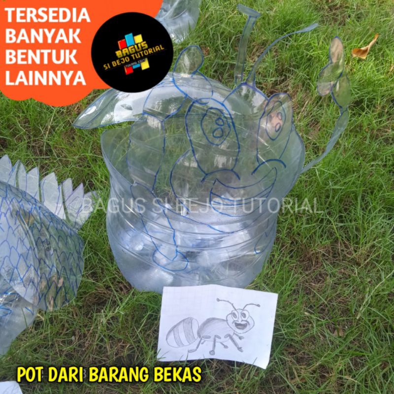 POT DARI GALON BEKAS LE MINERAL BENTUK SEMUT SIAP UNTUK DI CAT SEBAGAI PRAKTEK PRAKARYA