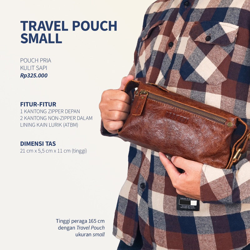 Pouch Kulit Pria  ABEKANI Travel Pouch ukuran Small Men Clutch