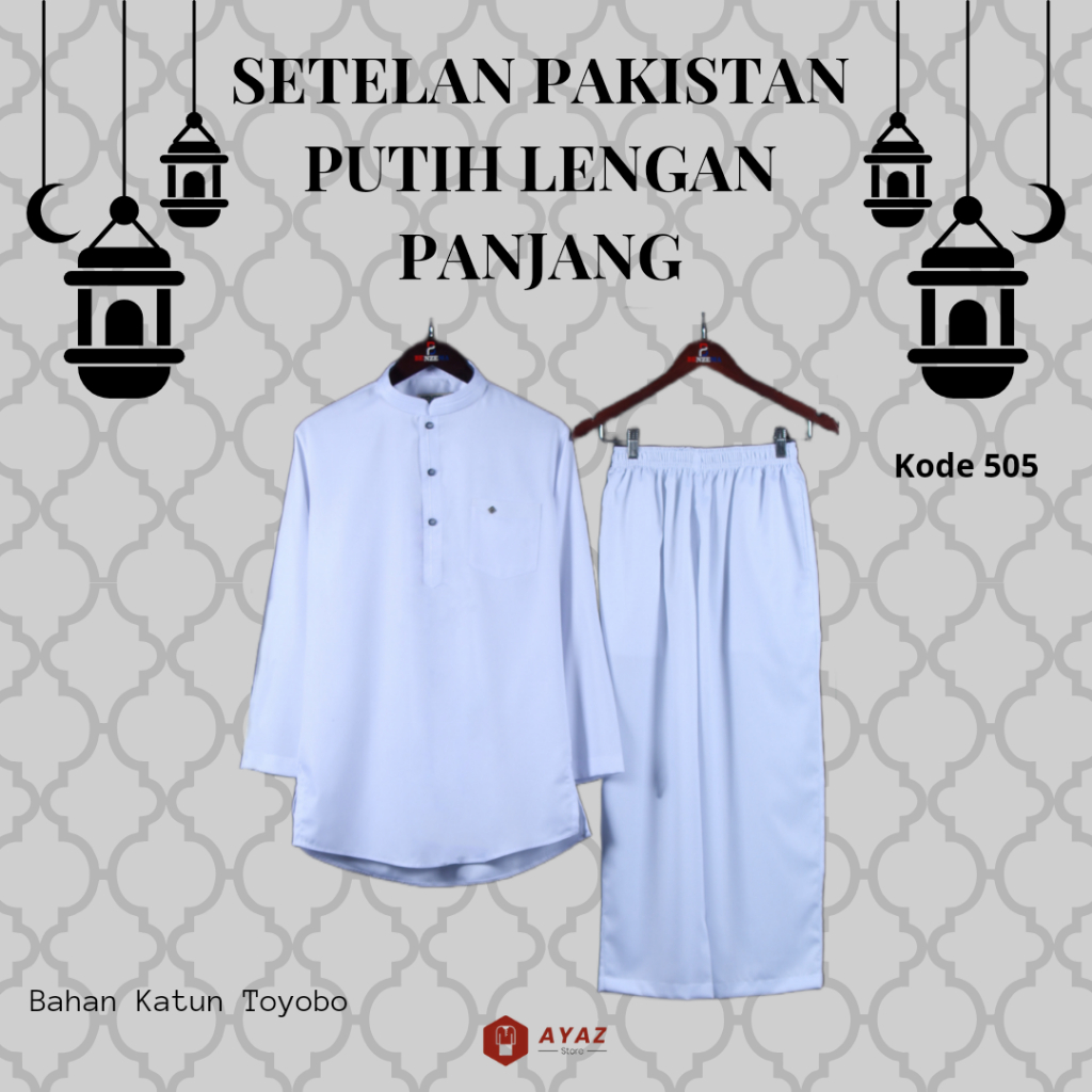 505 Setelan Koko Putih Lengan Panjang Polos / Koko Anak / Koko Dewasa / Koko Putih Benzema / Setelan