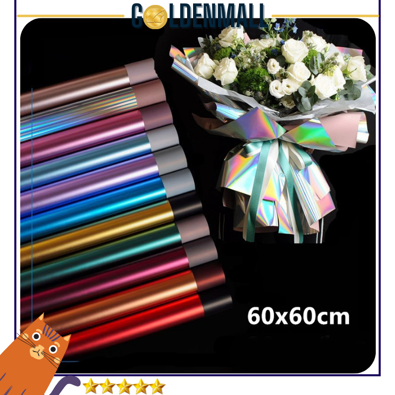 

Flower Wrapping Paper Cellophane GLOSY Mix Two Side Color Mix Kertas Bouquet Ecer 6050