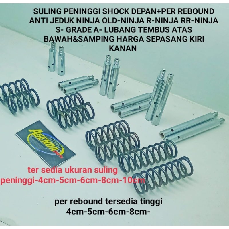 SULING PENINGGI SHOCK DEPAN+PER REBOUND ANTI JEDUK NINJA OLD-NINJA R-NINJA RR-NINJA S- GRADE A- LUBANG TEMBUS ATAS BAWAH&amp;SAMPING HARGA SEPASANG KIRI KANAN