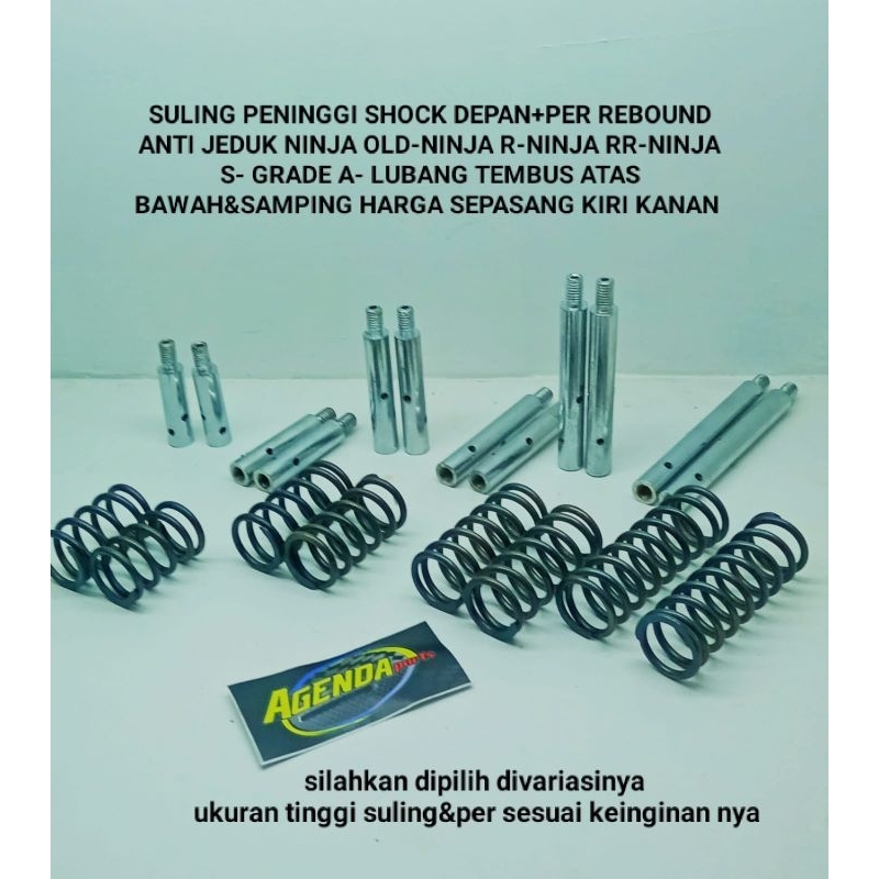 SULING PENINGGI SHOCK DEPAN+PER REBOUND ANTI JEDUK NINJA OLD-NINJA R-NINJA RR-NINJA S- GRADE A- LUBANG TEMBUS ATAS BAWAH&amp;SAMPING HARGA SEPASANG KIRI KANAN