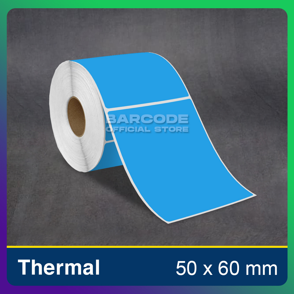 

Sticker Thermal 50mm x 60mm / 50x60 mm Label Warna Biru Isi 500 Pcs