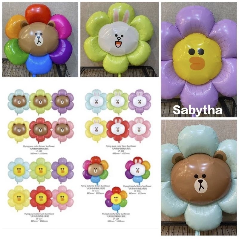 Bunga Matahari Pelangi Besar  Balon terbang / Foil /Gas / Karakter Isi 5pc
