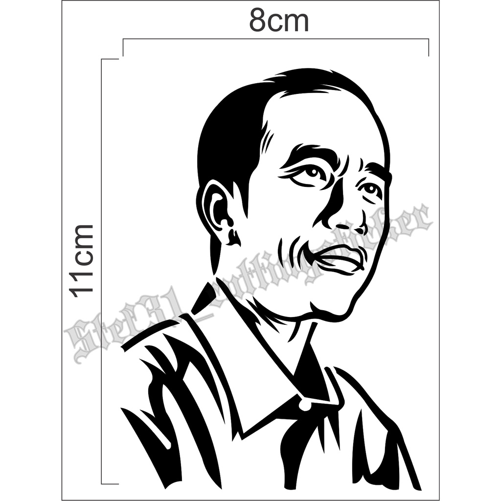 1338 Stiker cutting sketsa wajah jokowi