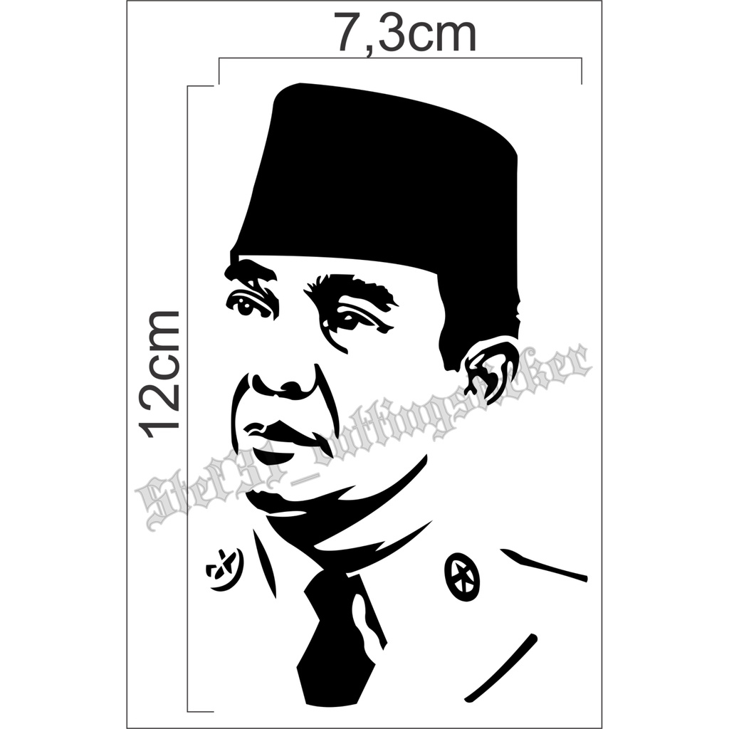 0605 Stiker cutting sketsa soekarno, sticker soekarno
