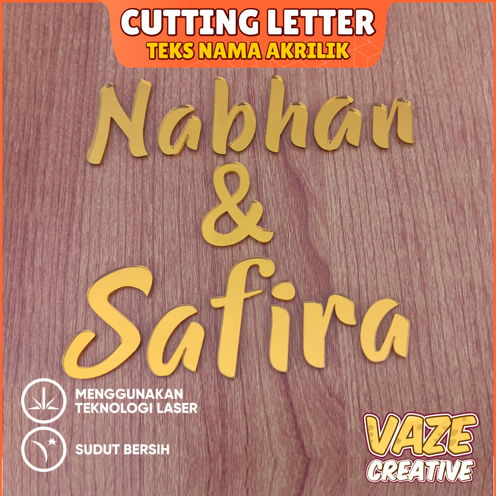 LETTER NAMA AKRILIK MIRROR DARKGOLD CUTTING MIRROR GOLD chipboard akrilik dekorasi mahar rustic nama