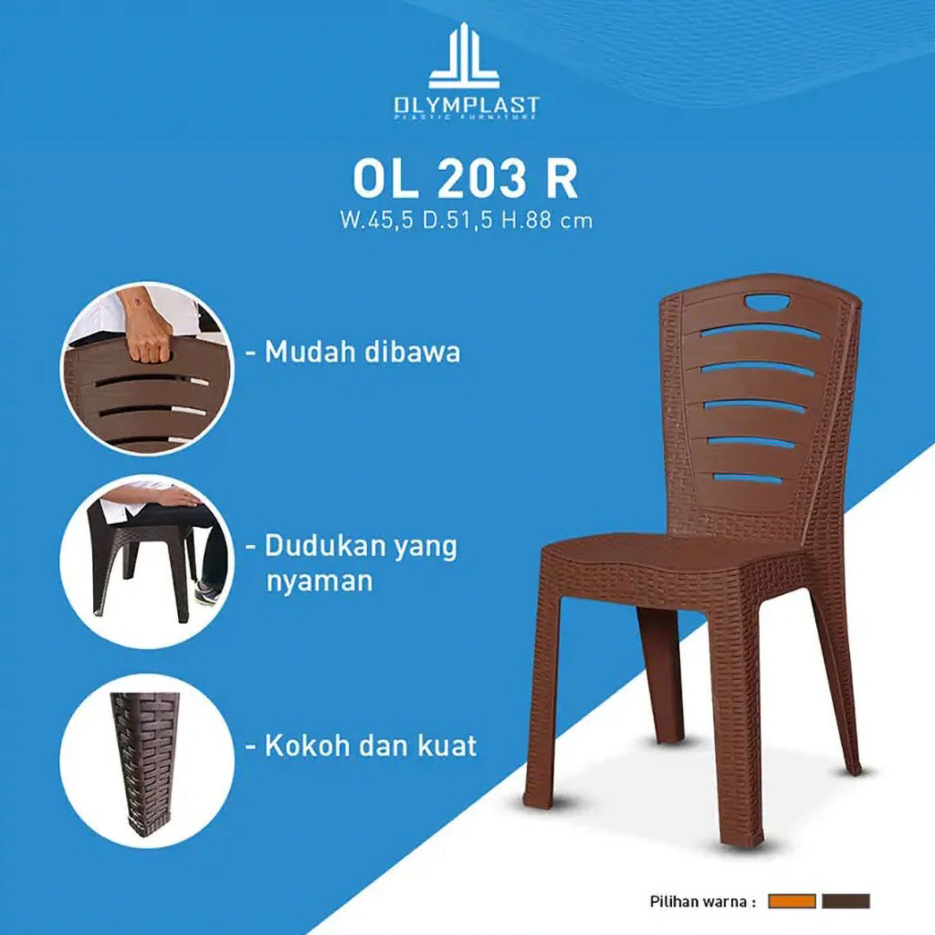 Olymplast OL 203 R - Kursi Plastik Rattan Olymplast Ol203 / Kursi Susun Plastik / Bangku Hajatan