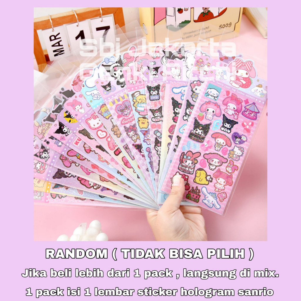 

Sticker stiker Sanrio Japan hologram glitter kuromi cinnamoroll melody hello kitty