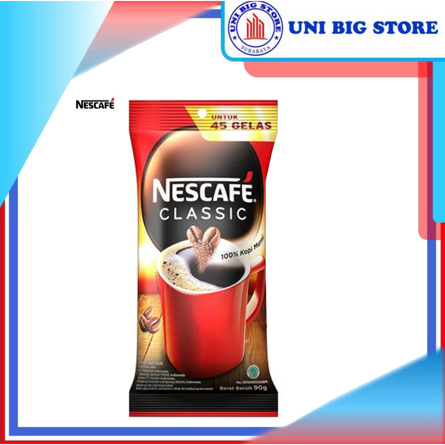 

NESCAFE Classic Kopi Robusta 90 gr Coffee Instan 100% Murni