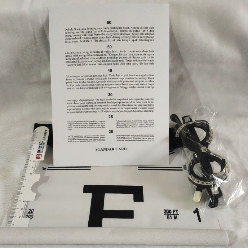 Paket reading chart/T.frame fixed/penggaris/snellen