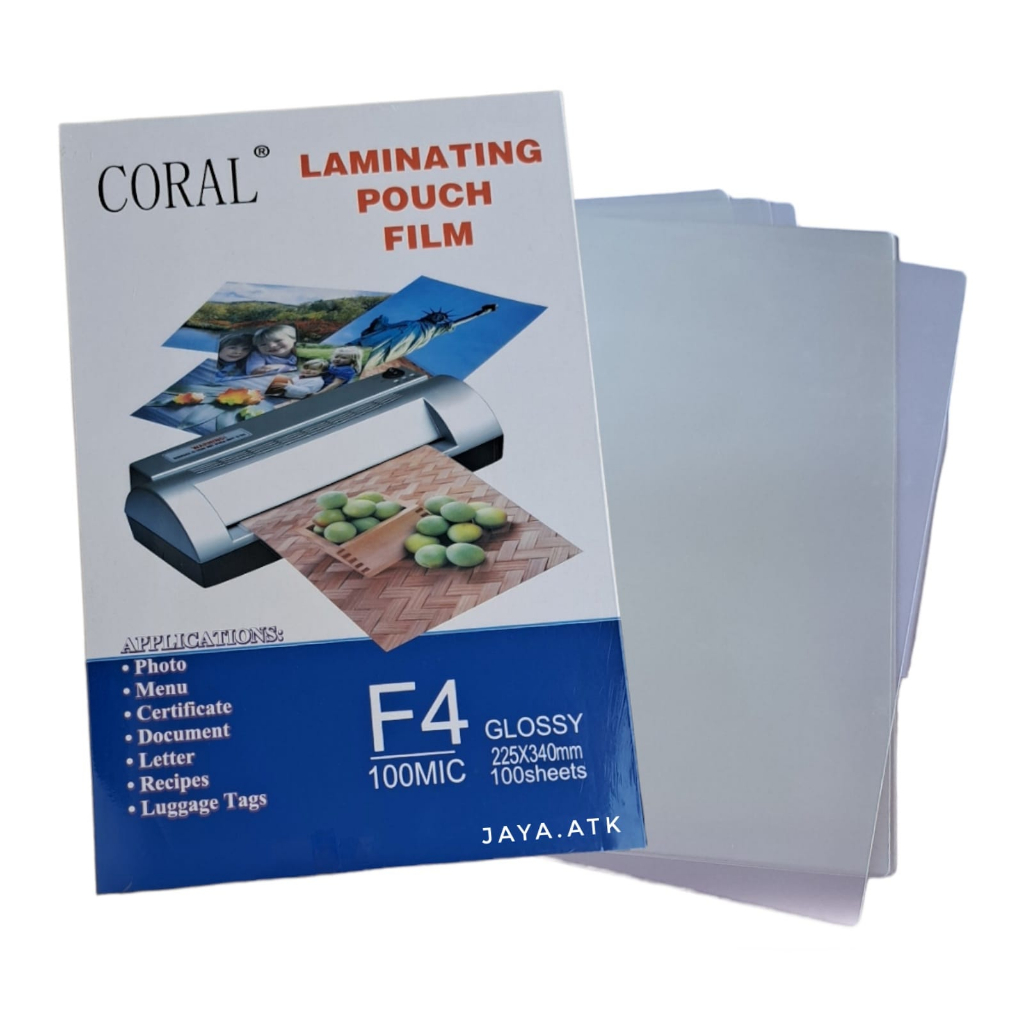 

PLASTIK LAMINATING F4 FOLIO 20 LBR 100 MICRON GLOSSY LAMINASI PANAS