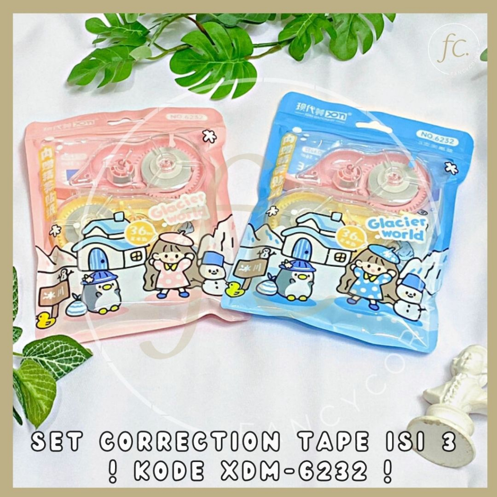 

Set 3 in 1 Tipe X / Correction Pen / Tipex / Tip-Ex / Tape Pita Penghapus Pulpen Lucu Anak Karakter Glacier World Penguin Winter Musim Salju XDM-6232 Cute Animal Souvenir Hadiah