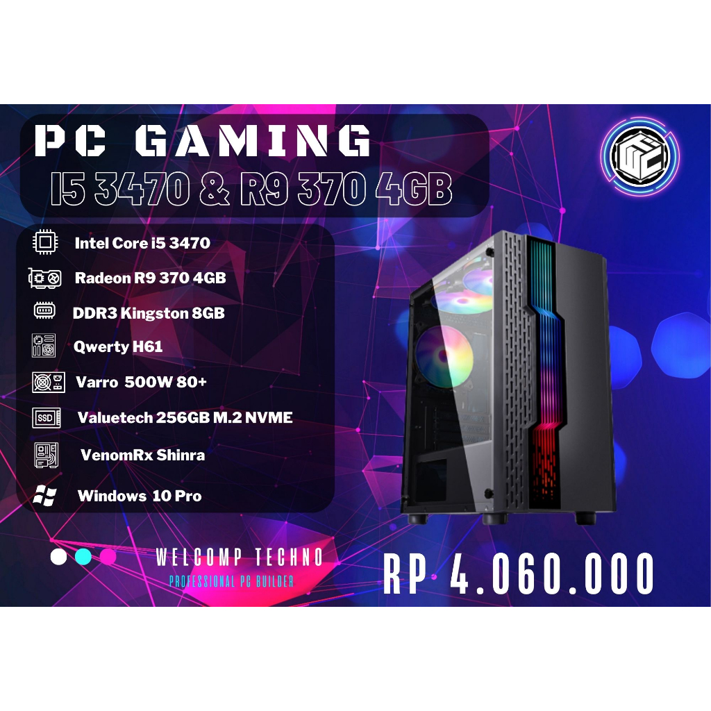 Komputer PC Gaming i5 3470 / 8GB / 256GB NVME / R9 370 4GB / Shinra
