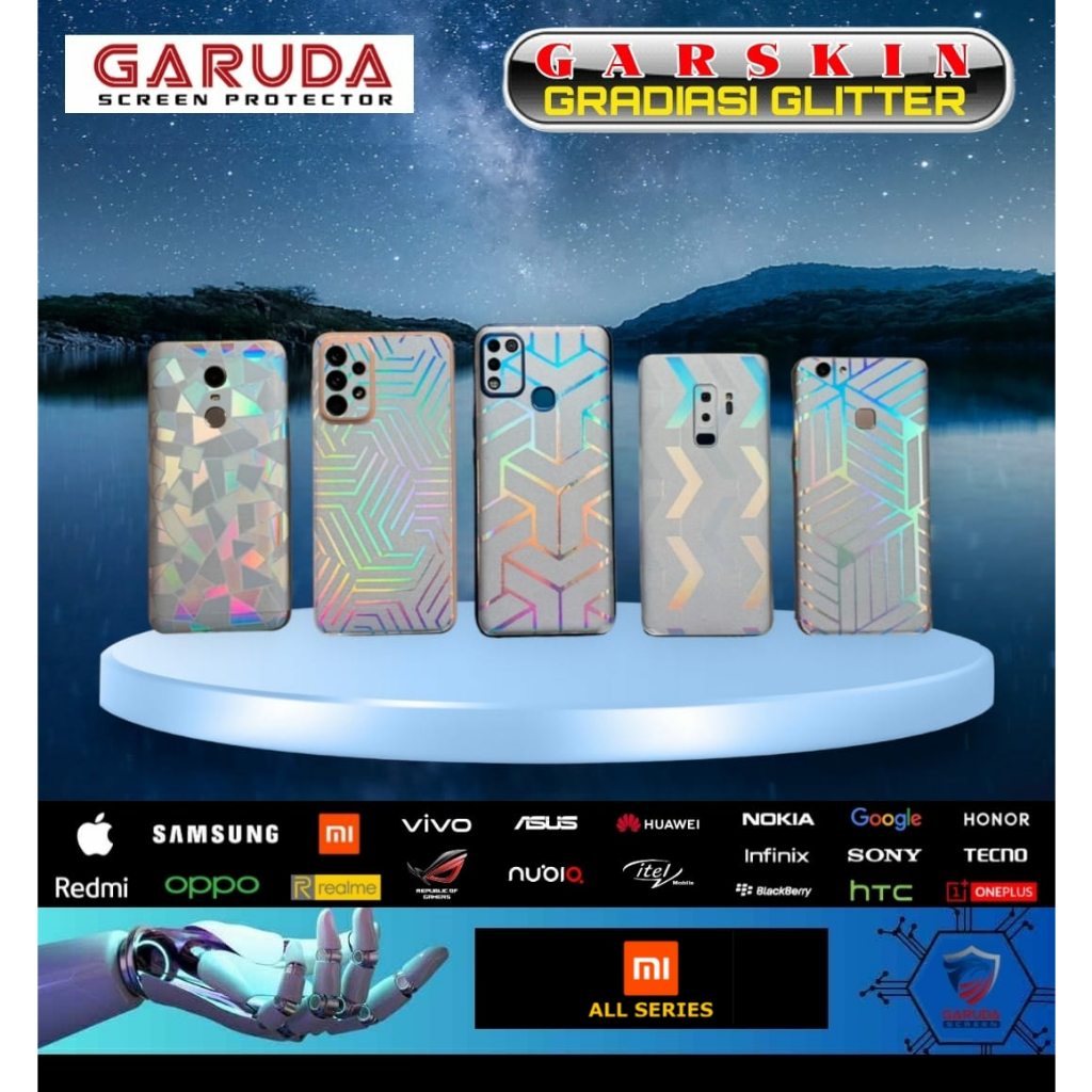 Garskin Back Protector Gradiasi Glitter| Anti Gores Hydrogel Belakang| Anti Jamur XIAOMI ALL SERIES 