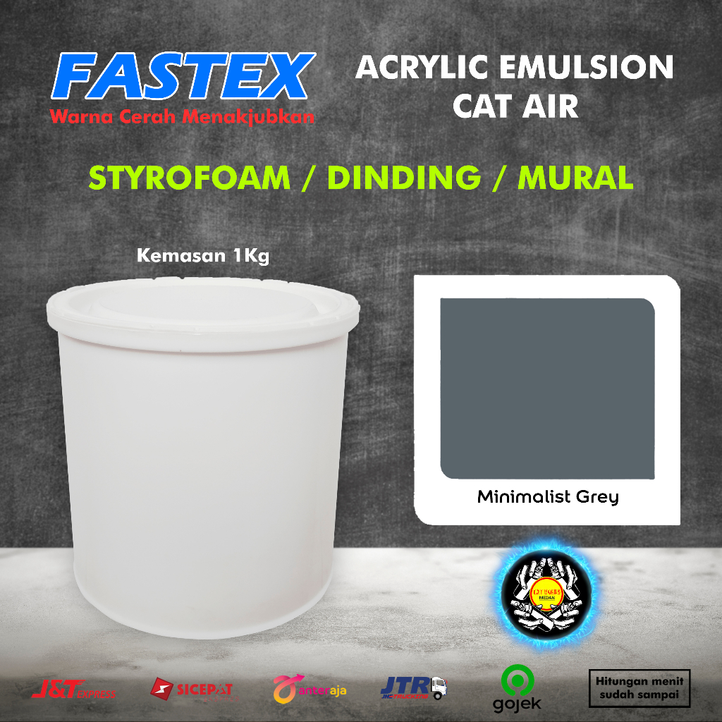 CAT DINDING TEMBOK CAT STEROFOAM 1KG 83 WARNA ABU ABU MINIMALIST GREY PASTEL CAT AIR FASTEX KALENG KECIL 1 KG 1 LITER MURAL STREET ART BUSA STYROFOAM STEROFOM ACRYLIC EMULSION ABU-ABU MUDA TUA MONYET ROKOK MINIMALIS MURAH BAGUS TERMURAH MEDAN BINJAI