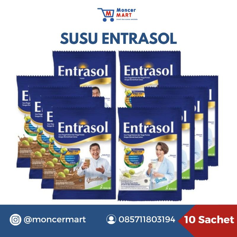 

Susu Entrasol SUSU TINGGI KALSIUM DAN TINGGI PROTEIN ISI 10 Sachet/renteng