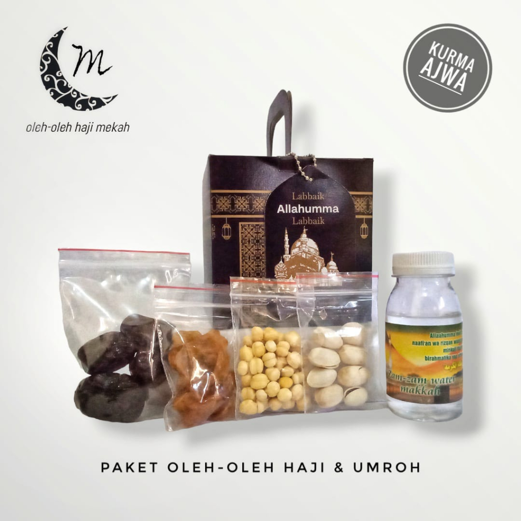 

Paket Oleh oleh haji dan umroh Dus Kabah +kurma ajwa + kacang pistachio + Tasbih