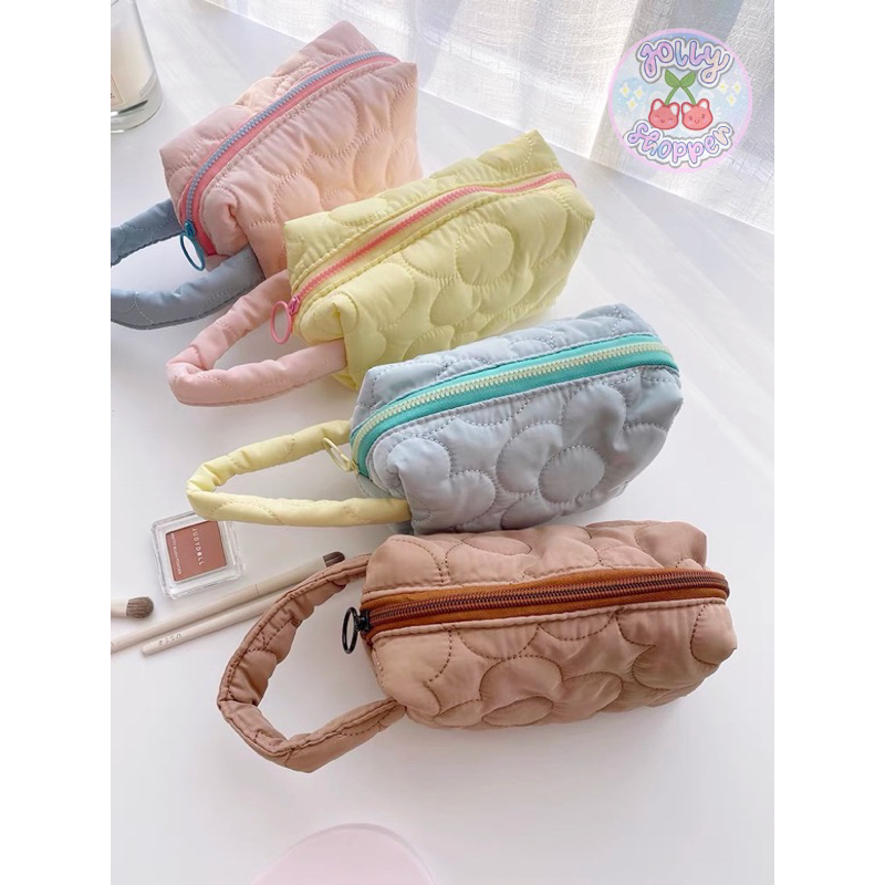 

[READY STOCK] Kotak Pensil Resleting Motif Bunga Flower Handle Pastel / Pensil Pen Case Tempat / Large Makeup Bag Zipper Pouch Travel / Tas Aksesoris Wanita Lucu Import Jollyshopper