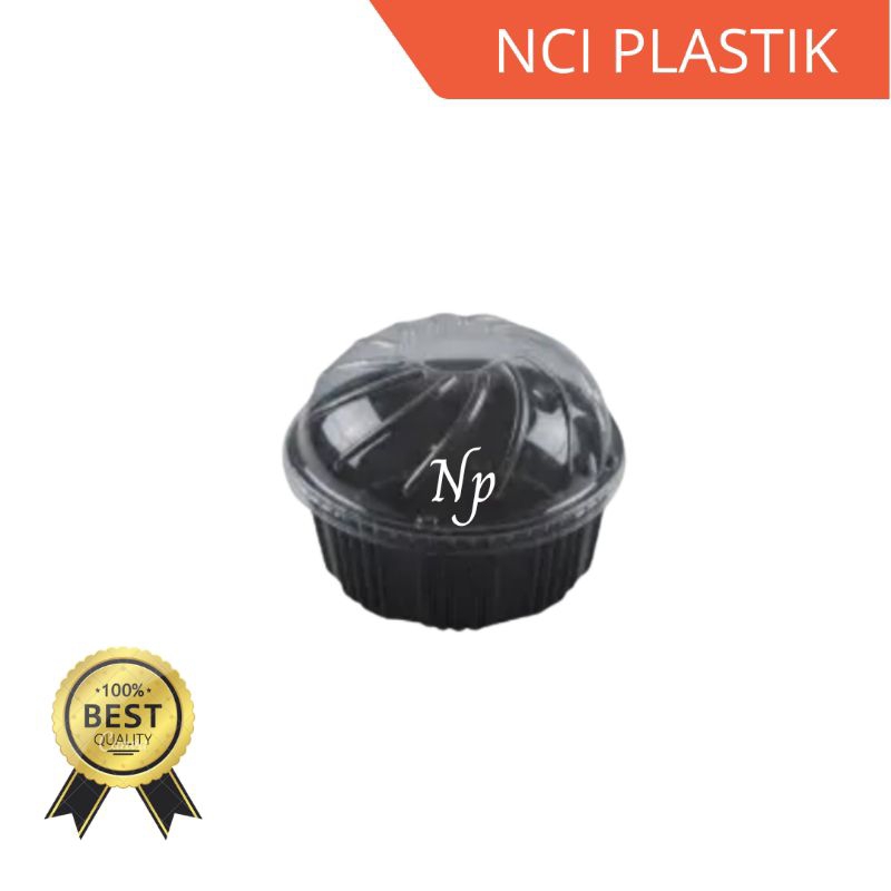 Mika mangkok 130 hitam+tutup cembung| bento bulat [isi 50]