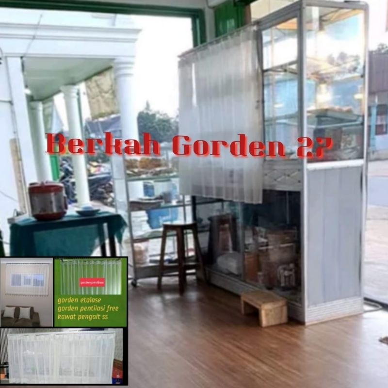 Gorden vitrase Etalase Warteg Hordeng putih telasparan hordeng tutup talase makanan Gorden warung na