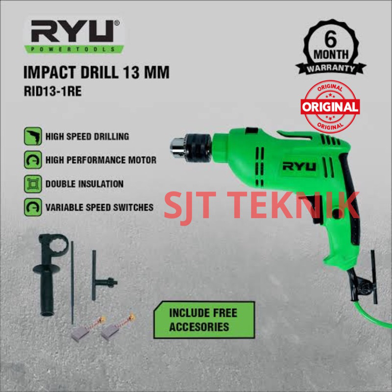 RYU bor listrik 13mm ryu impact drill bor tangan