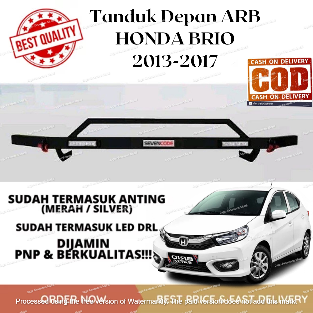 TANDUK TOWING DEPAN BELAKANG BESI BAR PELINDUNG BEMPER MOBIL HONDA BRIO 2013-2017