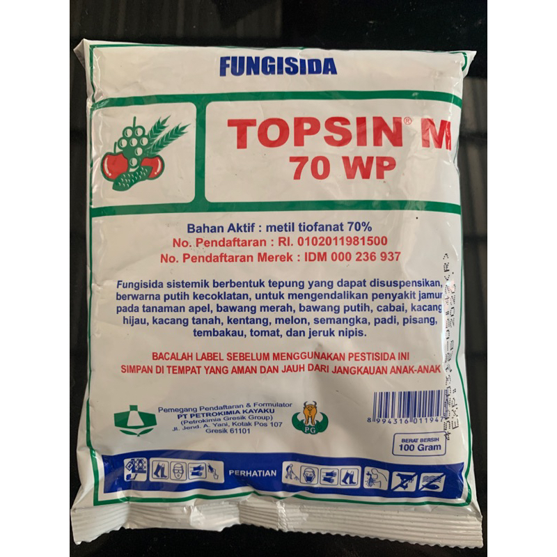 Fungisida TOPSIN M 70WP kemasan 100gr bahan aktif metil tiofanat 70%