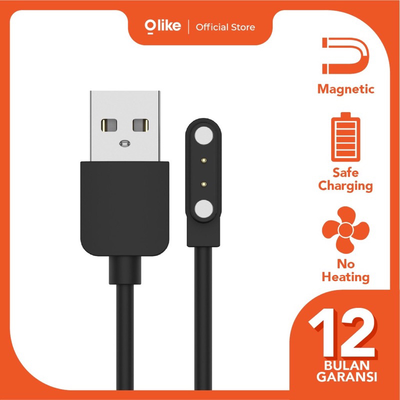 OLIKE SMARTWATCH KABEL CHARGER 2 PIN FW1-C/ W12C PRO/ W12 PRO/ OW-W5C/ ORIGINAL MAGNET QUICK CHARGING - GARANSI 1 TAHUN