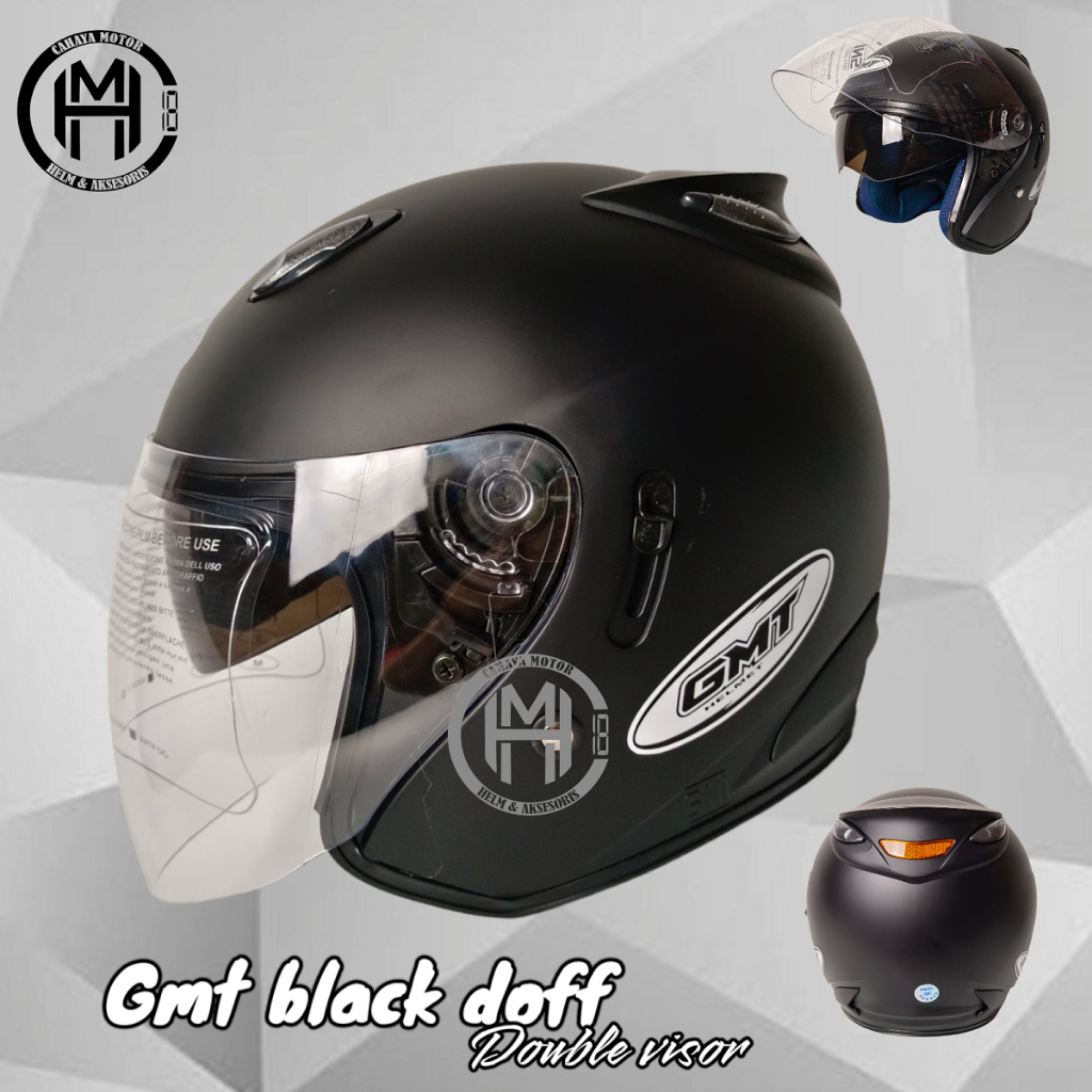 HELM GMT BLACK DOFF | MODEL INK CENTRO DOUBLE VISOR