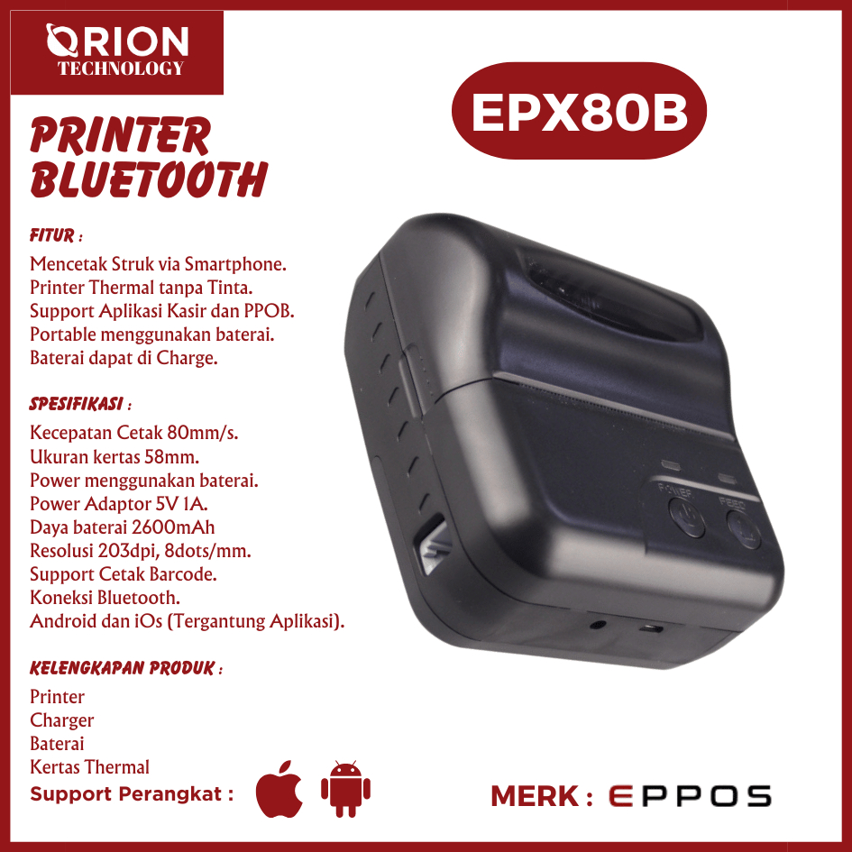 EPPOS EPX80B Printer Bluetooth Thermal 80mm