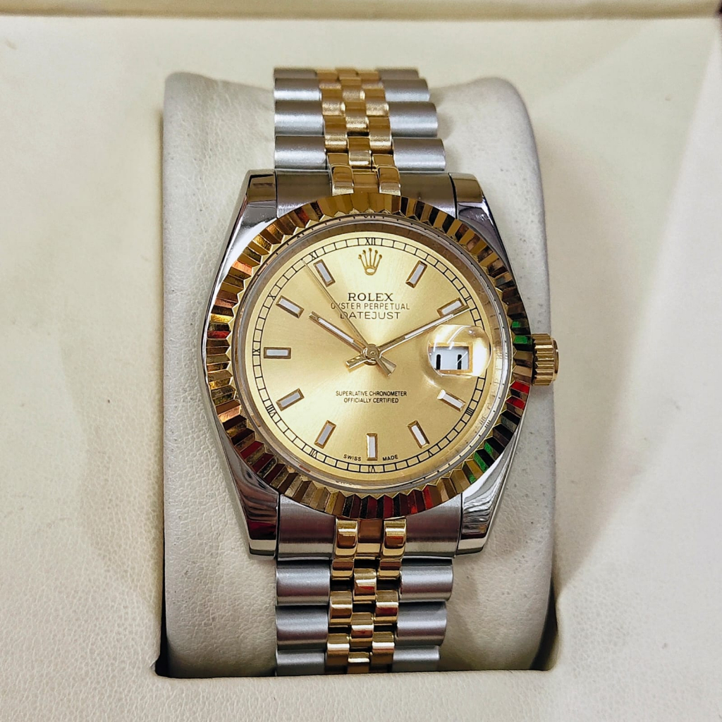 Jam Tangan Rolex Datejust Kaca Shapire Rantai Original Berkualitas Otomatis