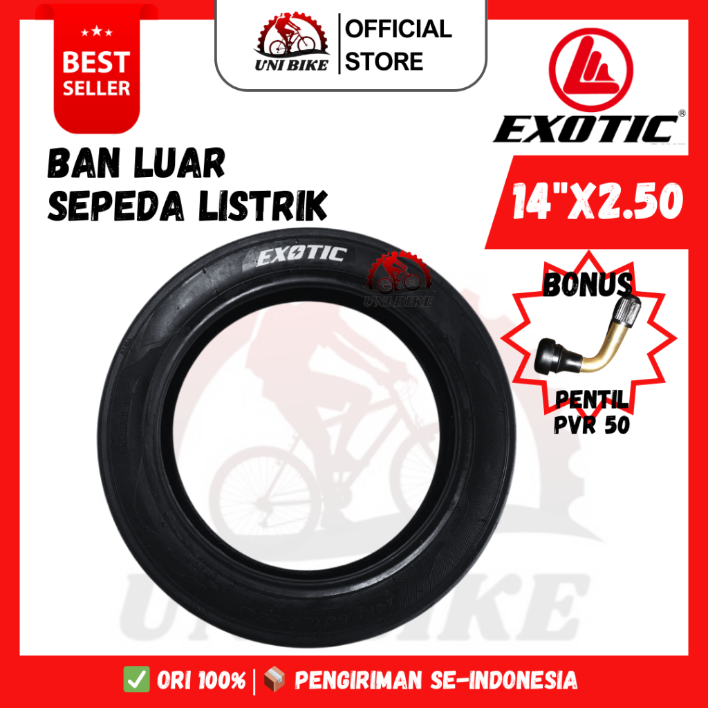 Ban Luar Sepeda Listrik TUBELESS  14x2.50 EXOTIC Merk Goda, Exotic, Pacific, Jarvis, Sunrise, Selis 