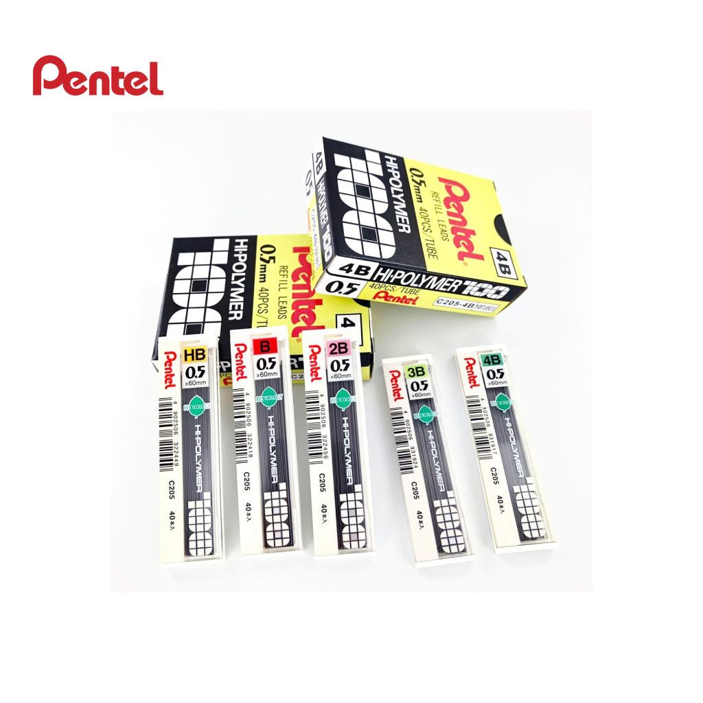 

mdn Isi Pensil Mekanik Pentel C205 HI-Polymer B / 2B / 3B / 4B / HB Tip 0.5 mm Smooth Writing Satuan