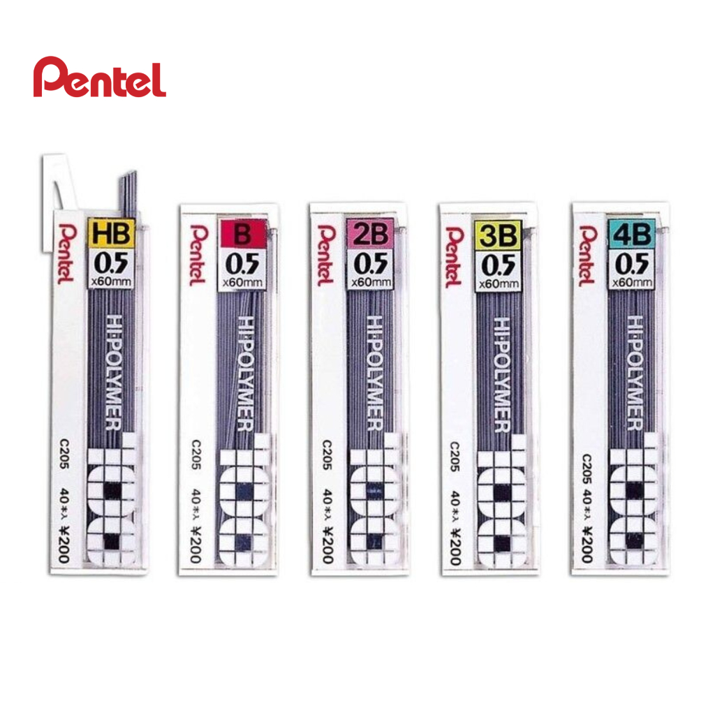 

Isi Pensil Mekanik Pentel C205 HI-Polymer B / 2B / 3B / 4B / HB Tip 0.5 mm Smooth Writing – Satuan